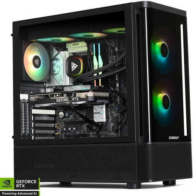 STORMCRAFT Gaming PC SKYHAWK PRO Intel Core i7-14700F NVIDIA GeForce RTX 5070 Ti – AI Powered 32GB DDR5 6000MHz RGB 2TB NVMe SSD 360mm AIO 850W PSU Windows 11 Home - SP147KFCC-57TN1