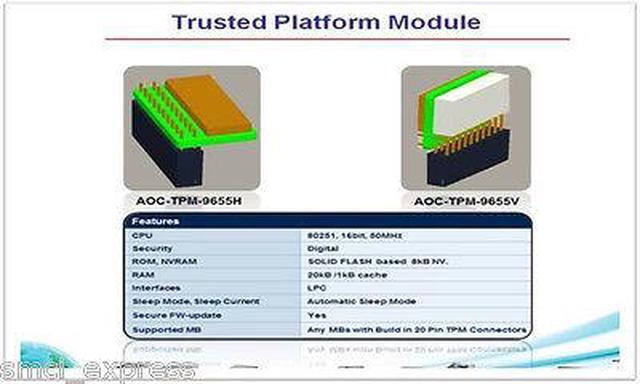 SuperMicro AOM-TPM-9655V (Vertical) TPM 1.2 - Supermicro Motherboard Only