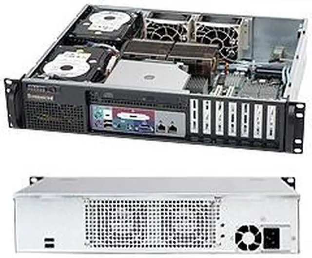 SUPERMICRO CSE-523L-505B Black 2U Rackmount Server Chassis Power Efficiency: 93% Total Output Power and Input: 500W with Input 100 - 240V AC AC Input Frequency: 50-60 Hz