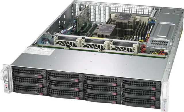 SUPERMICRO CSE-826BE1C4-R1K23LPB 2U Rackmount 2U Storage Chassis with 12x 3.5" hot-swap HDD's Redundant 1200W Titanium (96%+) efficiency power supplies w/ PMBus1.2 support