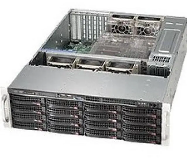 SUPERMICRO CSE-836BE1C-R1K23B 3U Rackmount 3U Storage Chassis with 16x 3.5" hot-swap HDD's Redundant 1200W Titanium Level (96%+) efficiency power supplies w/ PMBus support