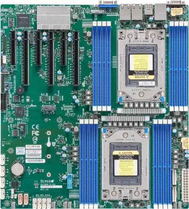 SUPERMICRO H12DSi-NT6 - Motherboard - extended ATX - Socket SP3 - 2 CPUs supported - USB 3.0 - 2 x 10 Gigabit LAN - onboard graphics