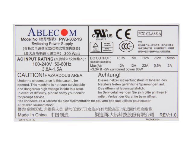SuperMicro PWS-302-1S 300W 1U Server Power Supply