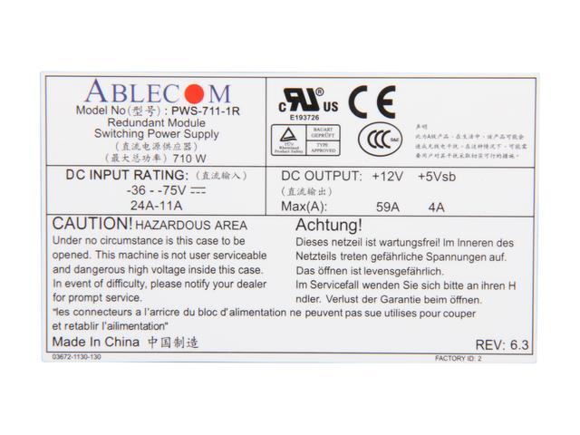 SuperMicro PWS-711-1R 710W Server Power Supply