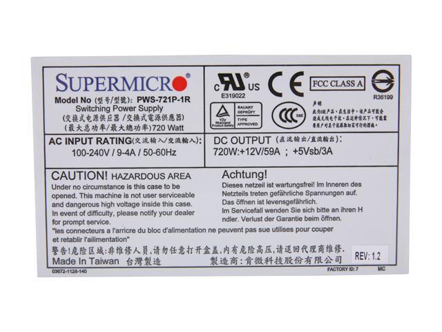 SuperMicro PWS-721P-1R 720W Server Power Supply
