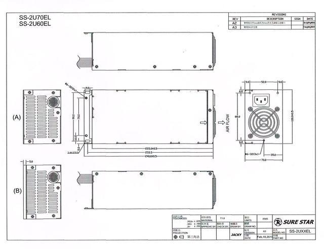 SURE STAR 600W 2U SS-2U60EL RACKMOUNT SERVER POWER SUPPLY