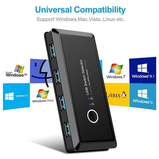 Switch USB 3.0 Switch Selector 2 Port PCs Sharing 4 Devices USB 3.0 Hub For Keyboard Mouse Scanner Printer Kvm Switch Hub