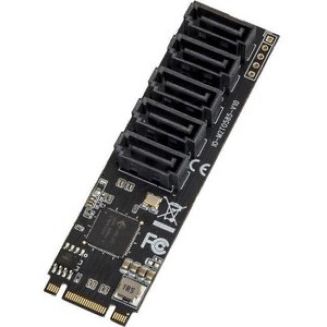 Syba 5 Port Non-RAID SATA III 6Gbp/s To M.2 B+M Key Adapter PCI-e 3.0 X2 Bandwith