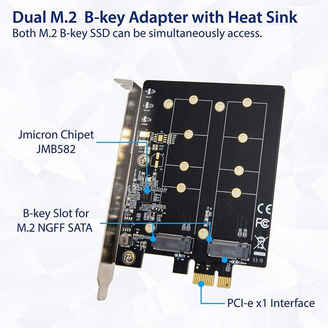 Syba Dual M.2 B-Key PCI-e 3.0 X1 Adapter With Heatsink (SI-PEX40153)