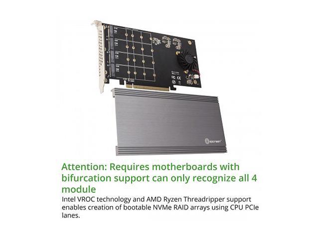 SYBA SI-PEX40161 PCI-Express 3.0 X16 PCI-Express Quad M.2 PCIe 3.0 X4 PCIe X16 Expansion Card Intel VROC And AMD Ryzen Threadripper NVMe Raid
