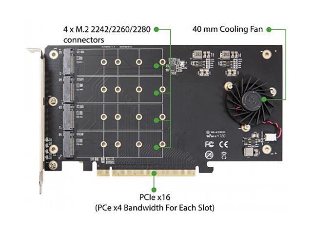 SYBA SI-PEX40161 PCI-Express 3.0 X16 PCI-Express Quad M.2 PCIe 3.0 X4 PCIe X16 Expansion Card Intel VROC And AMD Ryzen Threadripper NVMe Raid