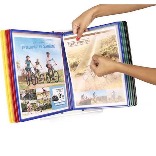 Tarifold Desktop Reference And Display System With 10 Easy-load Letter-size Pockets - Assorted Colors (ezd791)
