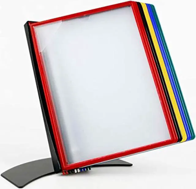 tarifold desktop reference and display system with 10 easy-load letter-size pockets - assorted colors (ezd791)