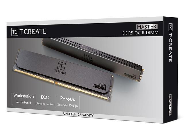 TEAMGROUP T-Create Master Overclocking DDR5 R-DIMM 64GB Kit (4 X 16GB) 6400MHz (PC5-51200) CL32 Hynix A-DIE Workstation Memory Module Ram Black - CTCMD564G6400HC32AQC01
