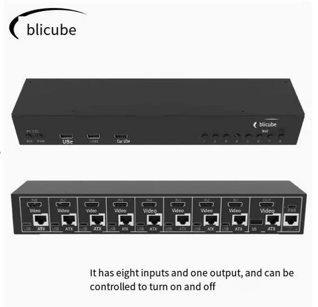 The BliKVM switch v2 HDMI switcher is an eight-in and one-out remote switching and remote control combination