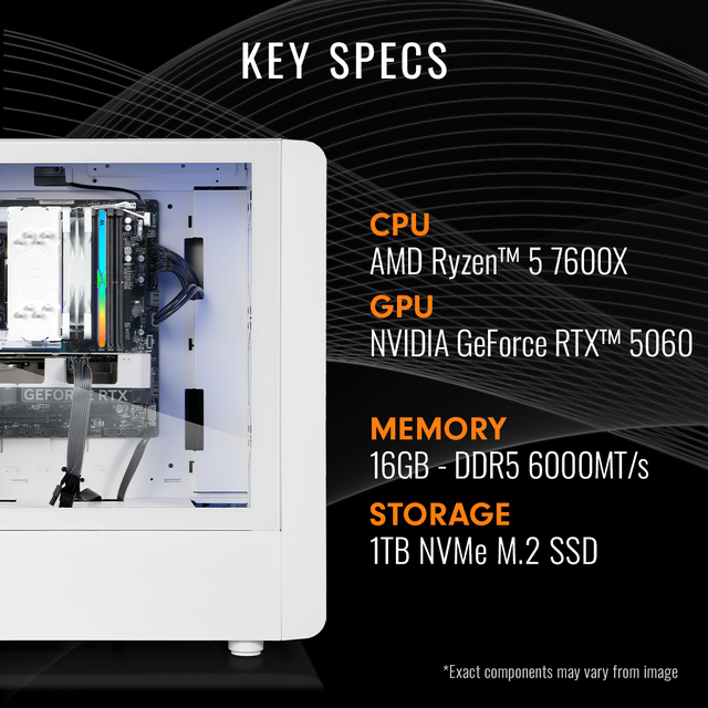 Thermaltake Gaming Desktop PC S2QT-B65K-560-LCS AMD Ryzen 5 7600X 16GB DDR5 1TB NVMe SSD GeForce RTX 5060 Windows 11 Home