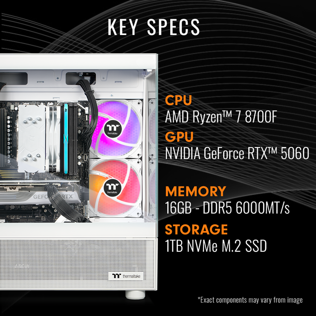 Thermaltake Gaming Desktop PC V17S-B650-560-LCS AMD Ryzen 7 8700F 16GB DDR5 1TB NVMe SSD GeForce RTX 5060 Windows 11 Home