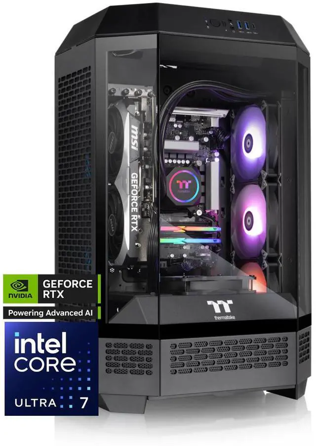 Thermaltake LCGS Reactor u2670T Gaming Desktop (Intel Core Ultra 7 265KF 32GB 6400MT/s DDR5 RGB Memory NVIDIA GeForce RTX 5070 Ti 2TB NVMe M.2 WiFi Windows 11) T3BK-B860-57T-LCS