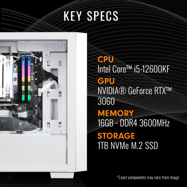 Thermaltake LCGS Versa I1260S Gaming Desktop (Intel Core I5-12600KF ToughRam DDR4 3600Mhz 16GB RGB Memory NVIDIA GeForce RTX 3060 1TB NVMe M.2 Wifi Win11 Home) H16S-B760-360-LCS