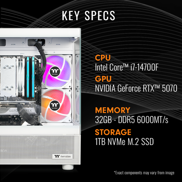 Thermaltake LCGS View I1470S-170 Gaming Desktop (Intel Core I7-14700F ToughRam 32GB DDR5 6000MT/s RGB Memory NVIDIA GeForce RTX 5070 1TB NVMe M.2 Wifi Windows 11) V17S-B760-570-LCS