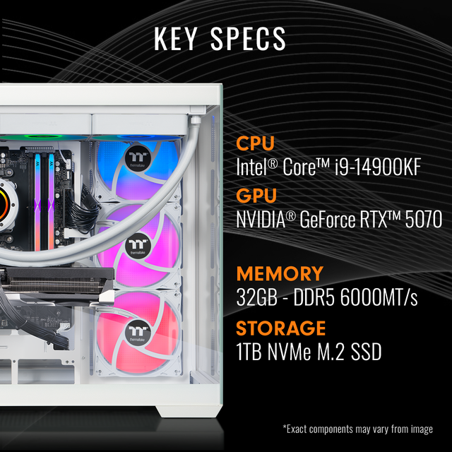 Thermaltake LCGS View I1470S-380 Gaming Desktop (Intel Core I9-14900KF ToughRam 32GB DDR5 6000MT/s RGB Memory NVIDIA GeForce RTX 5070 1TB NVMe M.2 Wifi Windows 11) V38S-Z790-570-LCS