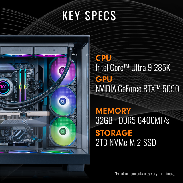 Thermaltake LCGS View U2890-380XL Gaming Desktop (Intel Core Ultra 9 285K ToughRam 32GB DDR5 6400MT/s RGB Memory NVIDIA GeForce RTX 5090 2TB NVMe M.2 Wifi Windows 11) VXLB-Z890-590-LCS