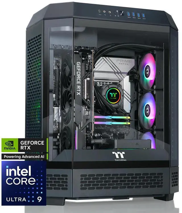 Thermaltake Reactor u2870T Gaming Desktop (Intel Core Ultra 9 285K ToughRam 32GB DDR5 6400MT/s RGB Memory NVIDIA GeForce RTX 5070 Ti 2TB NVMe M.2 Wifi Windows 11) T6BK-Z890-57T-LCS