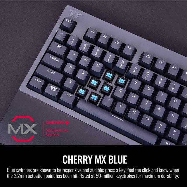 Thermaltake W1 Wireless Gaming Keyboard Cherry MX Blue 2.4GH Per Minute Bluetooth 4.2 Low Energy Technology USB Type-C Connection. GKB-WOW-BLSNUS-01