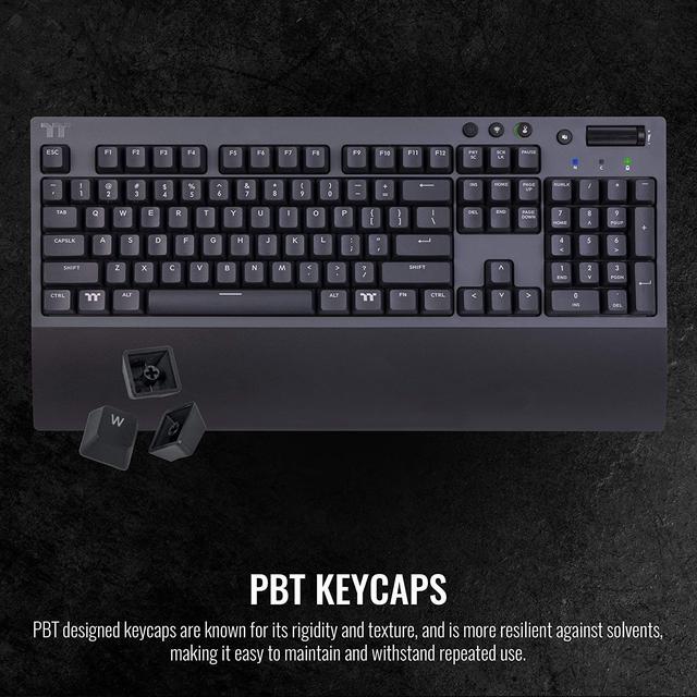 Thermaltake W1 Wireless Gaming Keyboard Cherry MX Blue 2.4GH Per Minute Bluetooth 4.2 Low Energy Technology USB Type-C Connection. GKB-WOW-BLSNUS-01