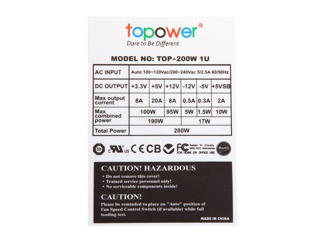 TOPOWER TOP-200W1U 20+4Pin 200W Single Server Power Supply