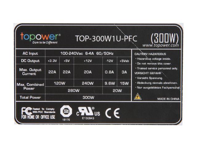 TOPOWER TOP-300W1U-PFC 24Pin 300W Single Server Power Supply