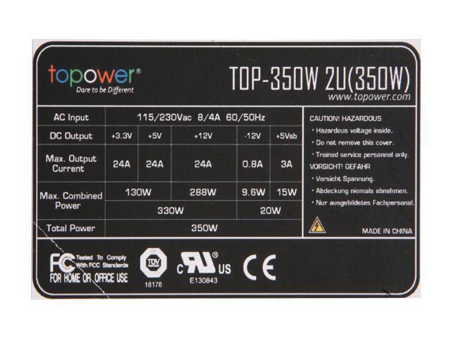 TOPOWER TOP-350W2U 20+4Pin 350W Single Server Power Supply