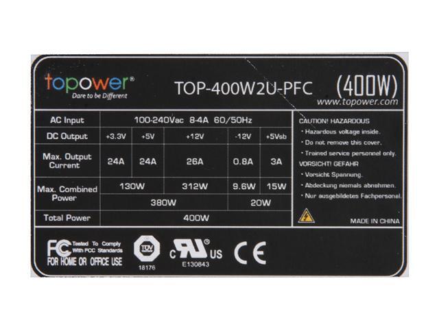 TOPOWER TOP-400W2U-PFC 20+4Pin 400W Single Server Power Supply