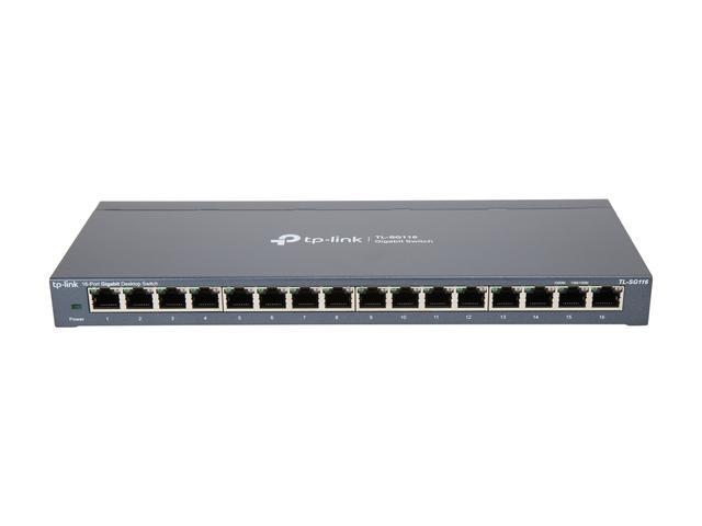 TP-Link 16 Port Gigabit Ethernet Network Switch Desktop/ Wall-Mount Fanless Sturdy Metal W/ Shielded Ports Traffic Optimization Unmanaged Limited Lifetime Protection (TL-SG116)