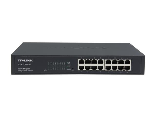 TP-Link 16 Port Gigabit Switch Easy Smart Managed Plug & Play Lifetime Protection Desktop/Rackmount Sturdy Metal W/ Shielded Ports Support QoS Vlan IGMP & Link Aggregation (TL-SG1016DE)