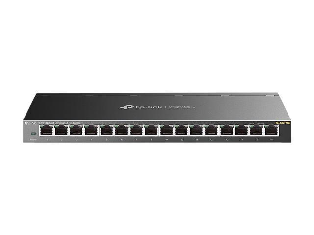 TP-Link 16 Port Gigabit Switch Easy Smart Managed Plug & Play Lifetime Protection Desktop/Wall-Mount Sturdy Metal W/Shielded Ports Support QoS Vlan IGMP And Link Aggregation (TL-SG116E)