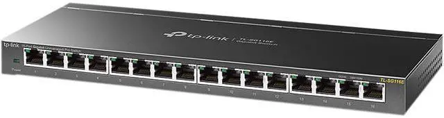 TP-Link 16 Port Gigabit Switch Easy Smart Managed Plug & Play Lifetime Protection Desktop/Wall-Mount Sturdy Metal w/Shielded Ports Support QoS Vlan IGMP and Link Aggregation (TL-SG116E)