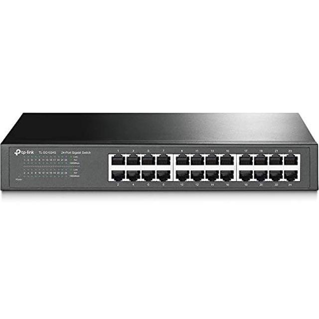 TP-Link 24 Port Gigabit Ethernet Switch Desktop Or Rackmount Lifetime Protection Plug & Play Shielded Ports Sturdy Metal Fanless Quiet Traffic Optimization Unmanaged (TL-SG1024S)