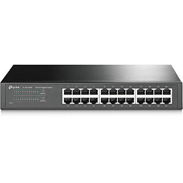 TP-Link 24 Port Gigabit Ethernet Switch Desktop Or Rackmount Lifetime Protection Plug & Play Shielded Ports Sturdy Metal Fanless Quiet Traffic Optimization Unmanaged (TL-SG1024S)