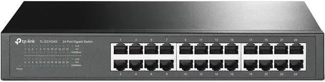 TP-Link 24 Port Gigabit Ethernet Switch Desktop or Rackmount Lifetime Protection Plug & Play Shielded Ports Sturdy Metal Fanless Quiet Traffic Optimization Unmanaged (TL-SG1024S)