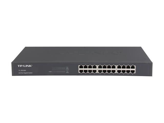 TP-Link 24 Port Gigabit Ethernet Switch Plug And Play Sturdy Metal W/Shielded Ports Rackmount Fanless Limited Lifetime Protection Unmanaged (TL-SG1024)
