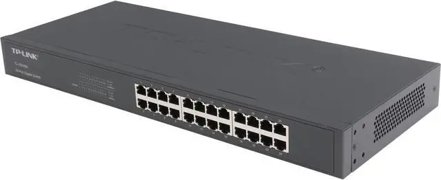 TP-Link 24 Port Gigabit Ethernet Switch Plug and Play Sturdy Metal w/Shielded Ports Rackmount Fanless Limited Lifetime Protection Unmanaged (TL-SG1024)