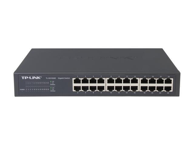 TP-Link 24-Port Gigabit Ethernet Unmanaged Switch Plug And Play Desktop/Rackmount Fanless Limited Lifetime (TL-SG1024D)