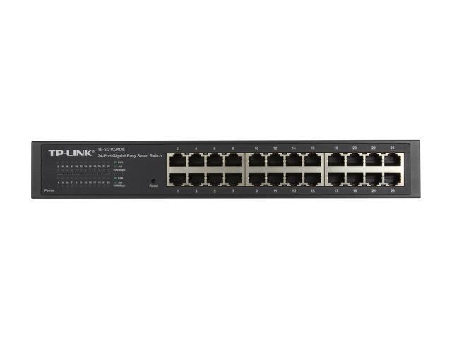 TP-Link 24 Port Gigabit Switch Easy Smart Managed Plug & Play Lifetime Protection Desktop/Rackmount Sturdy Metal W/ Shielded Ports Support QoS Vlan IGMP & Link Aggregation (TL-SG1024DE)