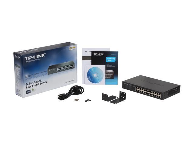 TP-Link 24 Port Gigabit Switch Easy Smart Managed Plug & Play Lifetime Protection Desktop/Rackmount Sturdy Metal W/ Shielded Ports Support QoS Vlan IGMP & Link Aggregation (TL-SG1024DE)