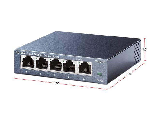 TP-Link 5 Port Gigabit Ethernet Network Switch - Ethernet Splitter Plug & Play Fanless Sturdy Metal W/ Shielded Ports Traffic Optimization Unmanaged Limited Lifetime Protection(TL-SG105)