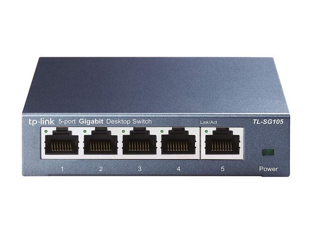 TP-Link 5 Port Gigabit Ethernet Network Switch - Ethernet Splitter Plug & Play Fanless Sturdy Metal W/ Shielded Ports Traffic Optimization Unmanaged Limited Lifetime Protection(TL-SG105)