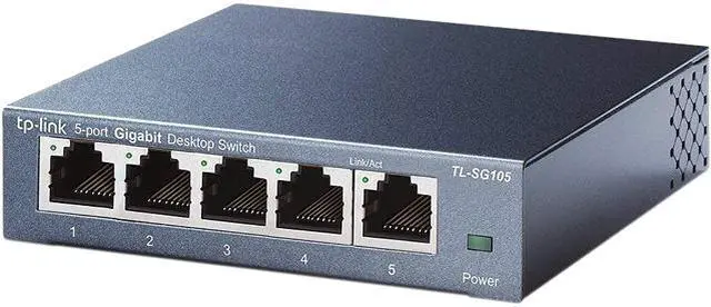 TP-Link 5 Port Gigabit Ethernet Network Switch - Ethernet Splitter Plug & Play Fanless Sturdy Metal w/ Shielded Ports Traffic Optimization Unmanaged Limited Lifetime Protection(TL-SG105)