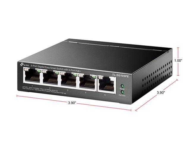 TP-Link 5 Port Gigabit PoE Switch 4 PoE+ Port 65W Easy Smart Plug & Play Limited Lifetime Protection Shielded Ports Support QoS VLAN IGMP And Link Aggregation (TL-SG105PE)