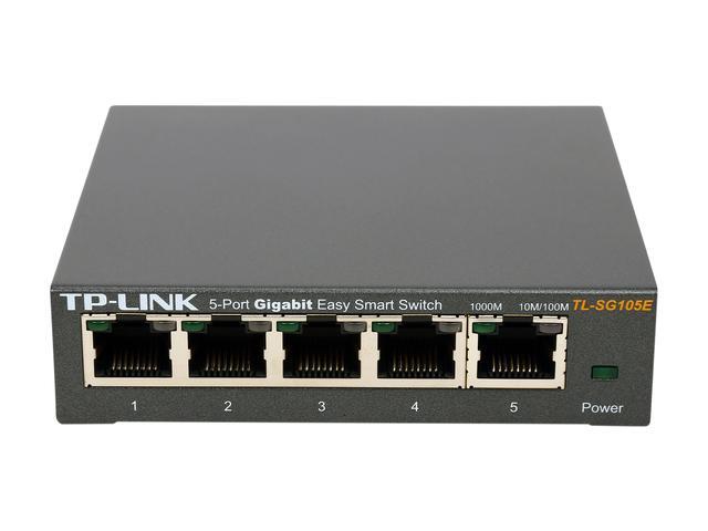 TP-Link 5 Port Gigabit Switch Easy Smart Managed Plug & Play Desktop/Wall-Mount Sturdy Metal W/ Shielded Ports Support QoS Vlan IGMP And Link Aggregation (TL-SG105E)